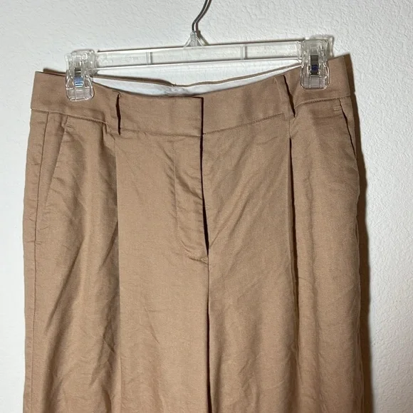 Ann Taylor Linen Blend Tan Wide Leg Trousers 4P - Picture 12 of 12